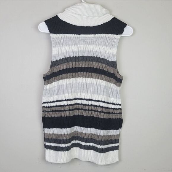 Abercrombie & Fitch Knitted Sweater Vest Turtleneck Brown Cream S - Picture 3 of 9
